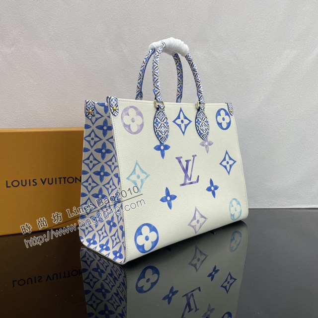 Lv路易威登2023專櫃新款OnTheGo中號手袋 LV帆布鋪陳淡雅手提肩背購物袋 M22976 ydh5101